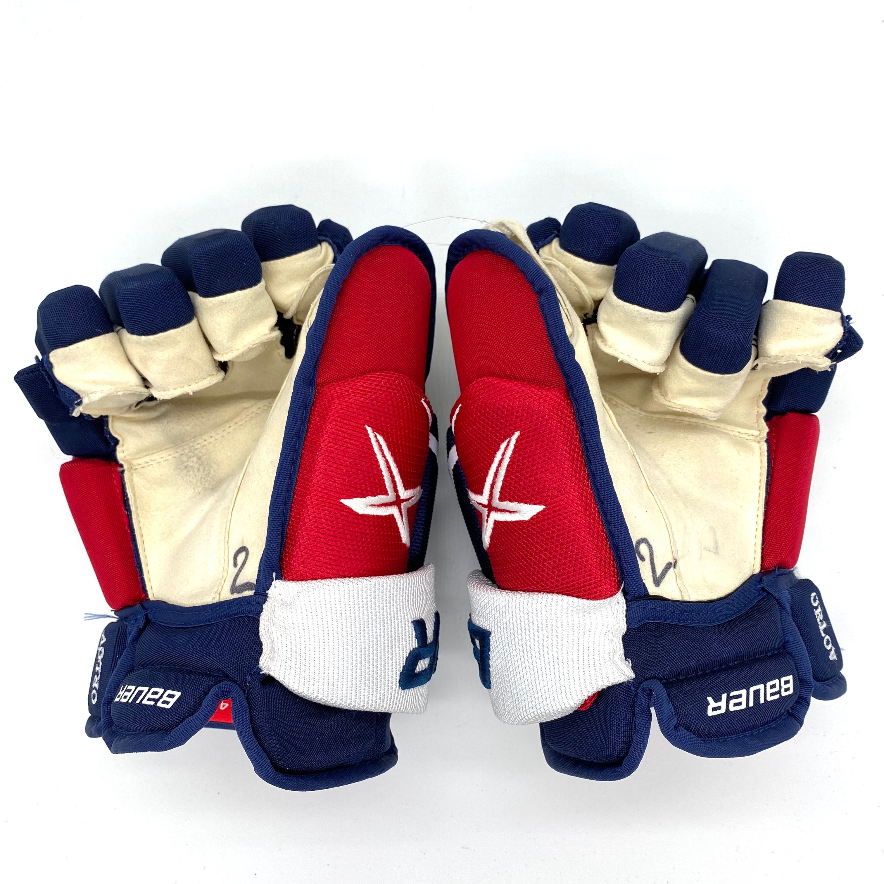 Bauer Vapor 2X Pro - Gant d'occasion NHL Pro Stock - Capitals de Washington - Dmitry Orlov (bleu marine/rouge/blanc)